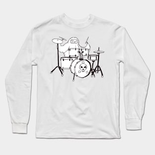 Black Line Drum Set Sloth Long Sleeve T-Shirt